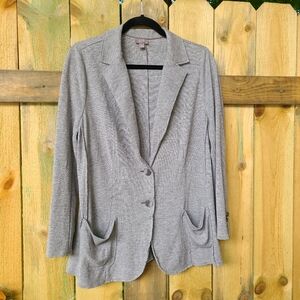 J Jill Blazer Sweater Size L Petite Light Gray‎ comfortable warm